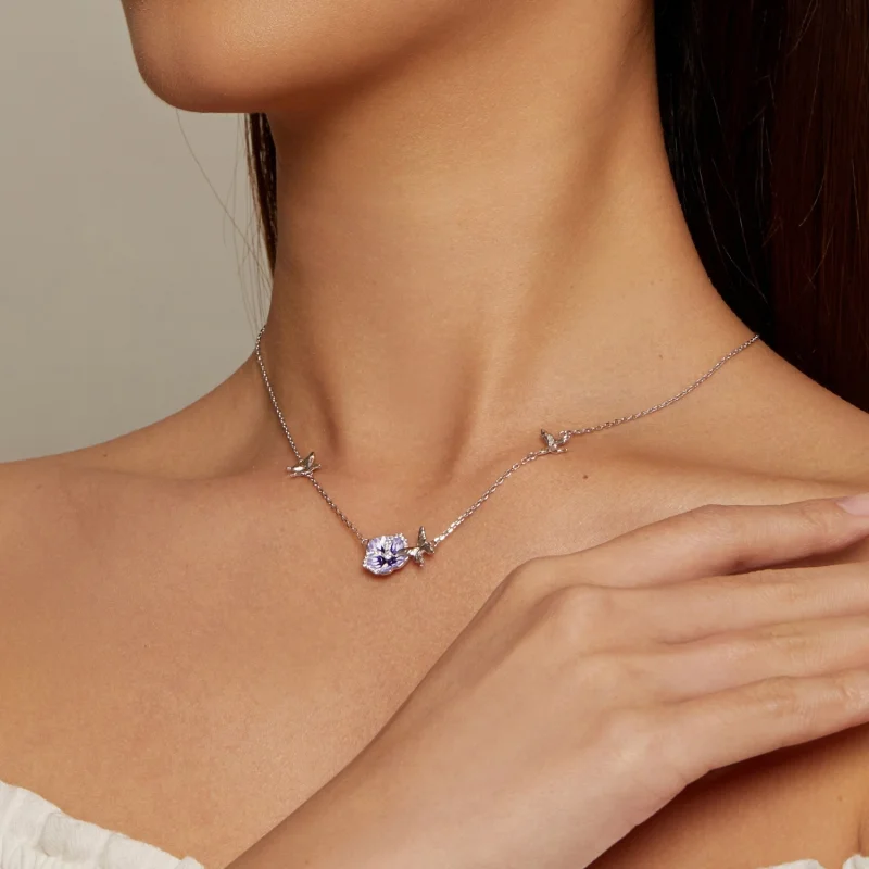(imagem para) Colar Extensível de Amor-Perfeito Estilo Pandora - BSN336 - Visualizar 7