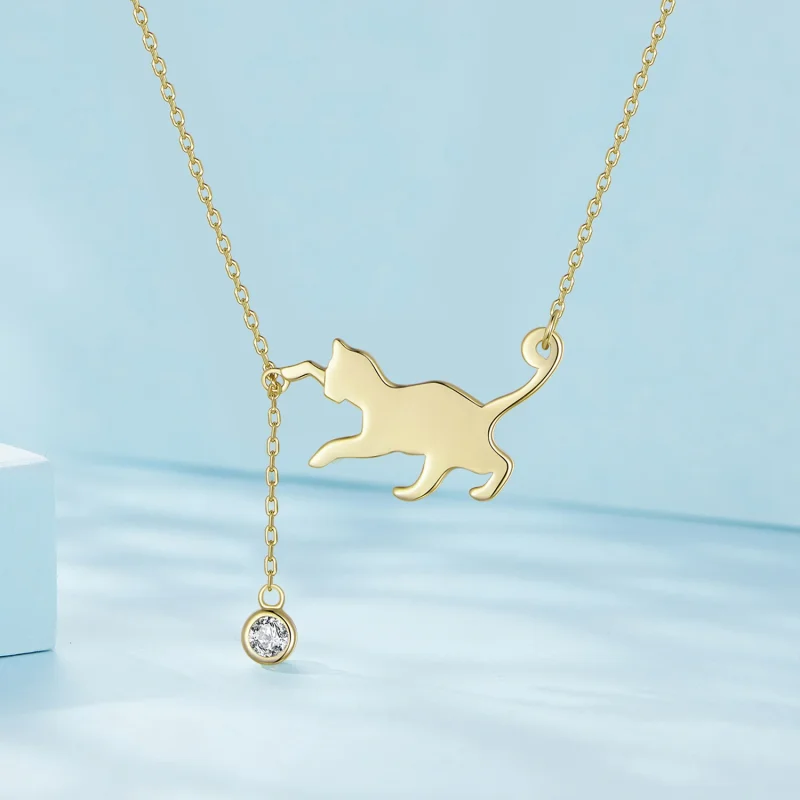 (imagem para) Colar Pandora Style Gatinho Travesso Dourado - SCN232-B - Visualizar 2