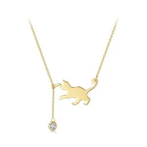 (imagem para) Colar Pandora Style Gatinho Travesso Dourado - SCN232-B
