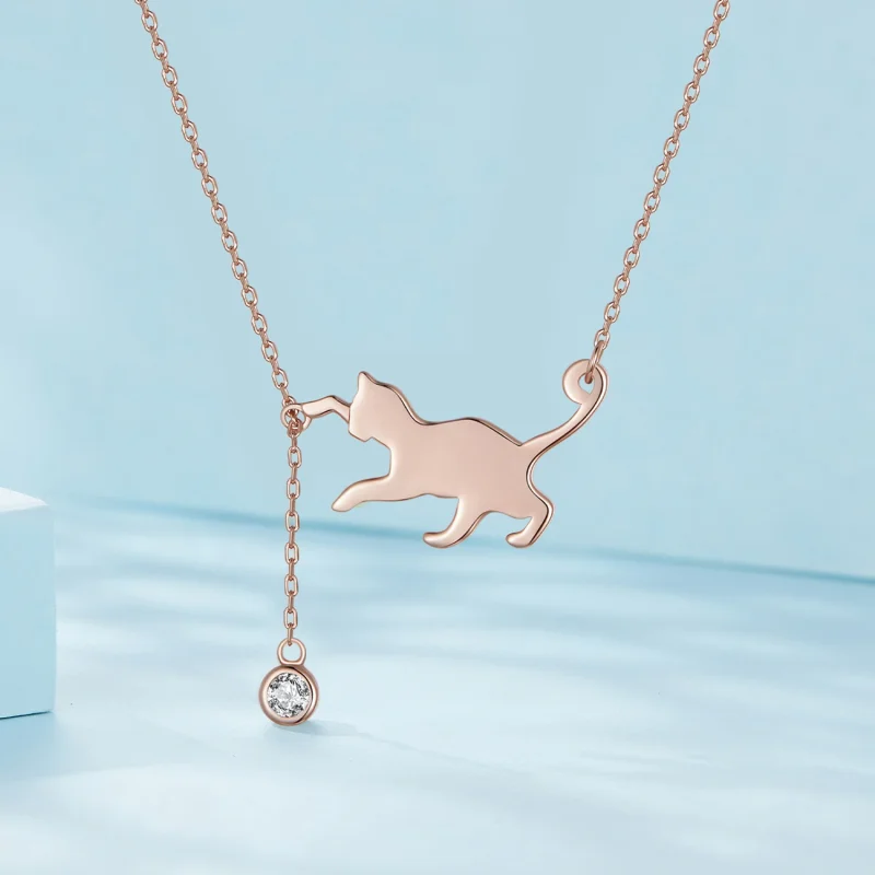 (imagem para) Colar Pandora Style Gatinho Travesso em Rose Gold - SCN232-C - Visualizar 2