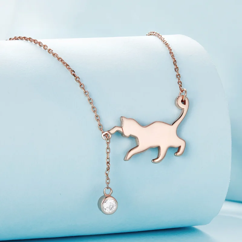 (imagem para) Colar Pandora Style Gatinho Travesso em Rose Gold - SCN232-C - Visualizar 3