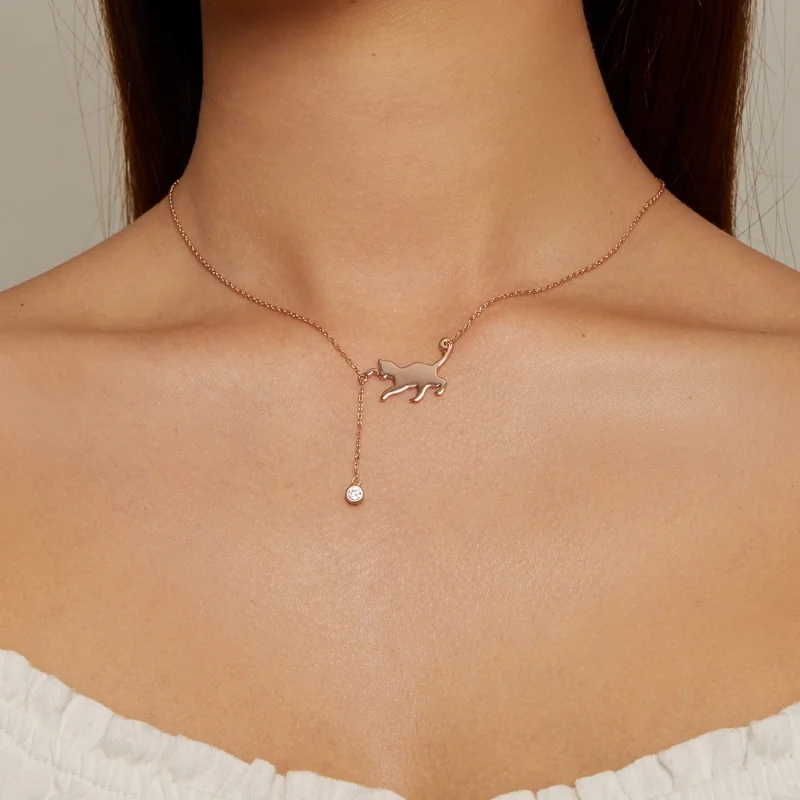 (imagem para) Colar Pandora Style Gatinho Travesso em Rose Gold - SCN232-C - Visualizar 4