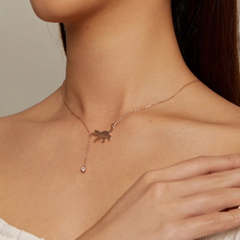 (imagem para) Colar Pandora Style Gatinho Travesso em Rose Gold - SCN232-C - Visualizar 5