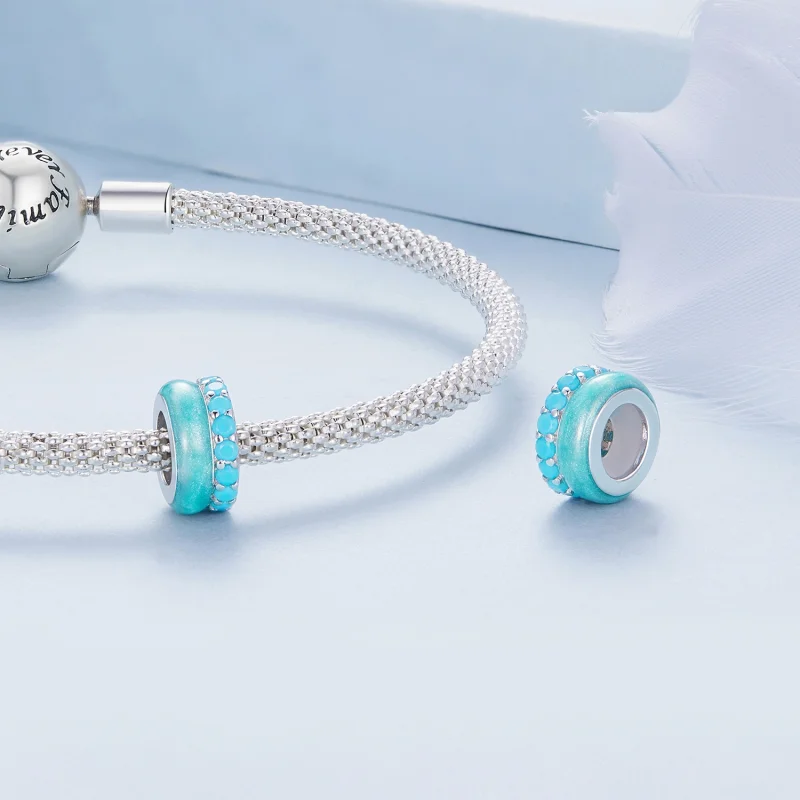 (imagem para) Espaçador de Silicone Dupla Camada Azul Estilo Pandora - BSC883-TQ - Visualizar 4