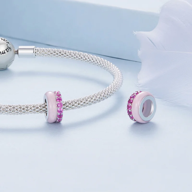 (imagem para) Espaçador de Silicone Rosa de Dupla Camada no Estilo Pandora - BSC883-PK - Visualizar 4