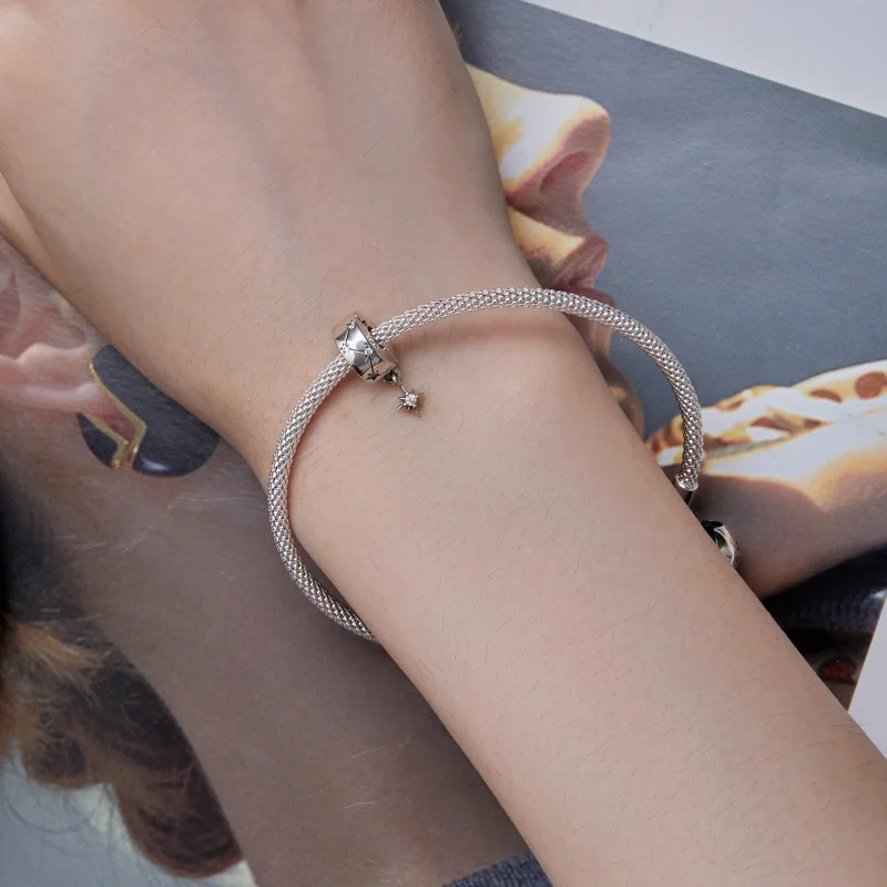 (imagem para) Grampo de Círculo Estrelado Estilo Pandora - BSC808 - Visualizar 6