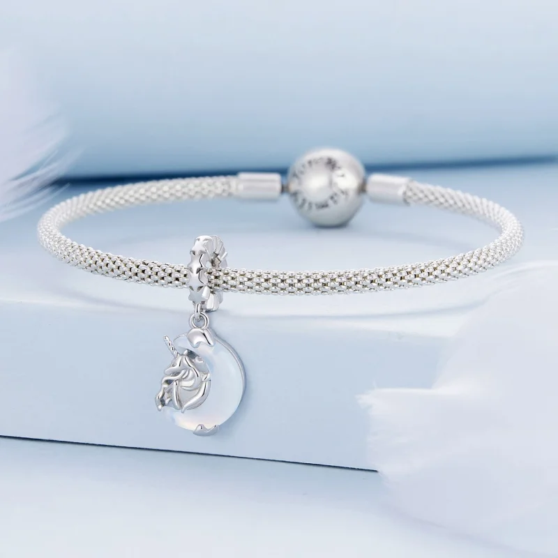 (imagem para) Pandora Style Moon Unicorn Dangle - BSC926 - Visualizar 3