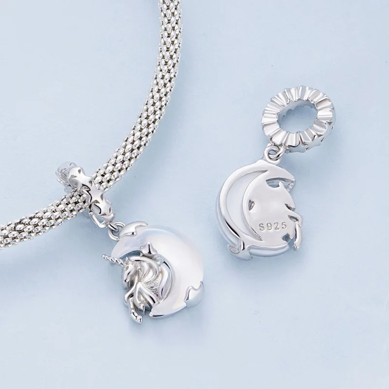 (imagem para) Pandora Style Moon Unicorn Dangle - BSC926 - Visualizar 4