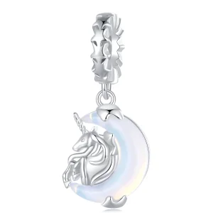 Pandora Style Moon Unicorn Dangle - BSC926 (imagem para) Pandora Style Moon Unicorn Dangle - BSC926