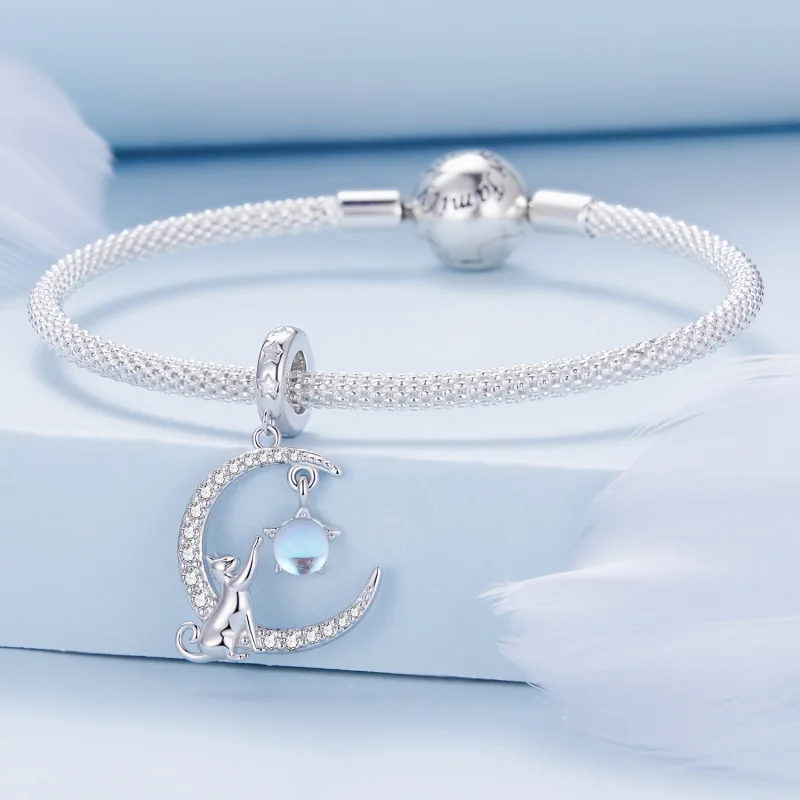 (imagem para) Pandora Style Pingente Lua Gato - BSC810 - Visualizar 3