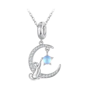 Pandora Style Pingente Lua Gato - BSC810 (imagem para) Pandora Style Pingente Lua Gato - BSC810