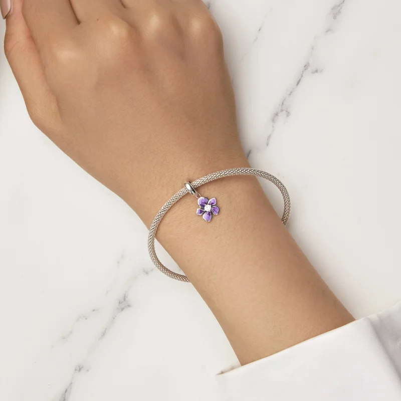 (imagem para) Pingente de Flor Roxa Estilo Pandora - SCC2556 - Visualizar 5