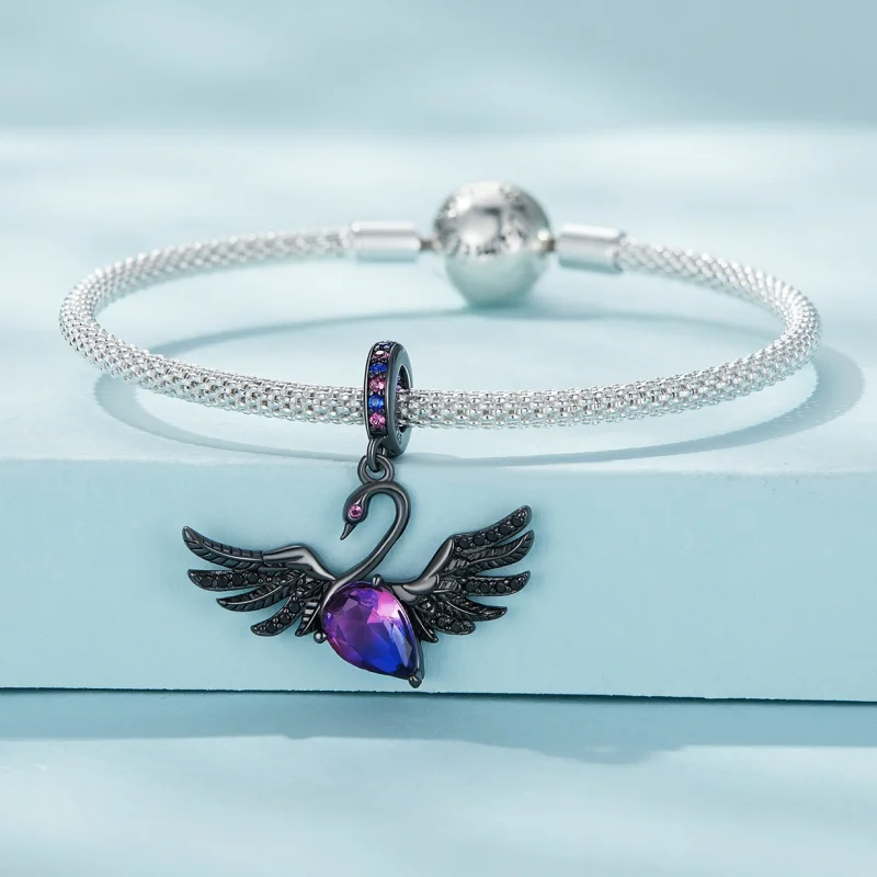 (imagem para) Pingente Estilo Pandora Cisne Negro Oscilante - SCC2490 - Visualizar 3