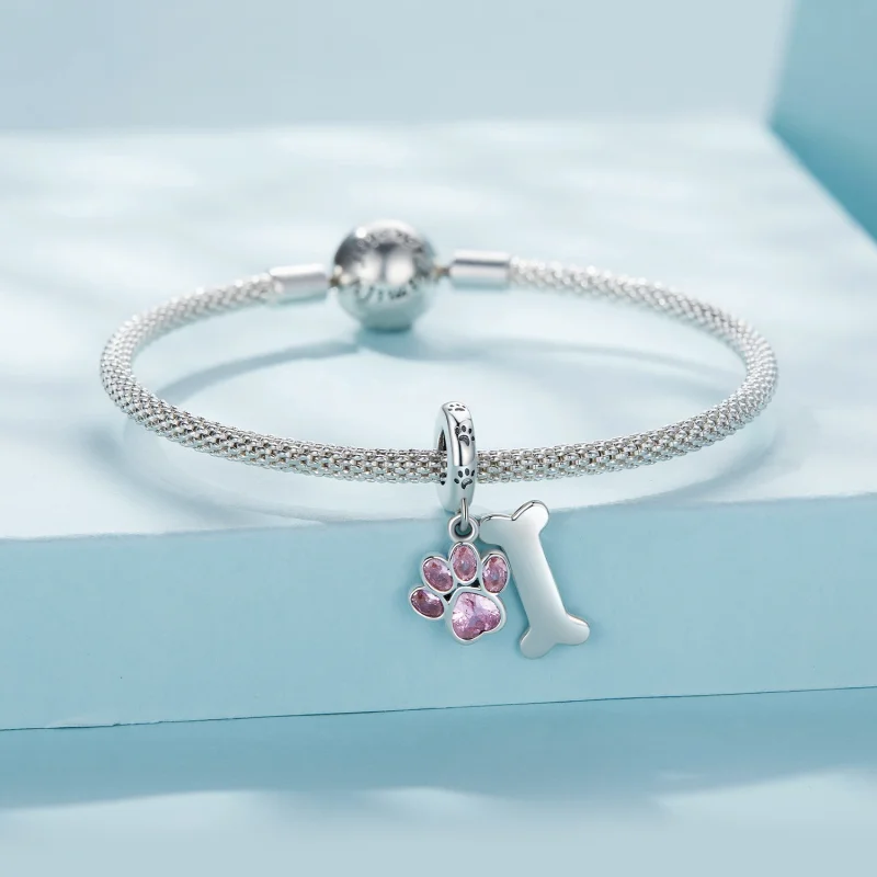 (imagem para) Pingente Pandora Estilo Pata de Cachorro Rosa com Osso - SCC2127-PK - Visualizar 3