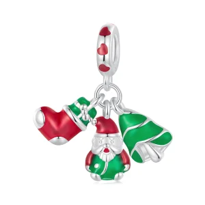 (imagem para) Pingente Pandora Estilo Árvore de Natal Luminosa, Papai Noel e Meias - SCC2647