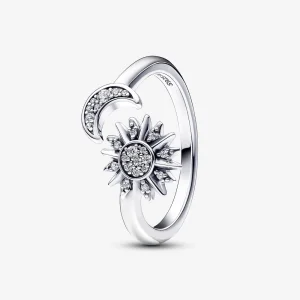Anel Aberto Pandora Sol e Lua em Prata Sterling - 192845C01 (imagem para) Anel Aberto Pandora Sol e Lua em Prata Sterling - 192845C01