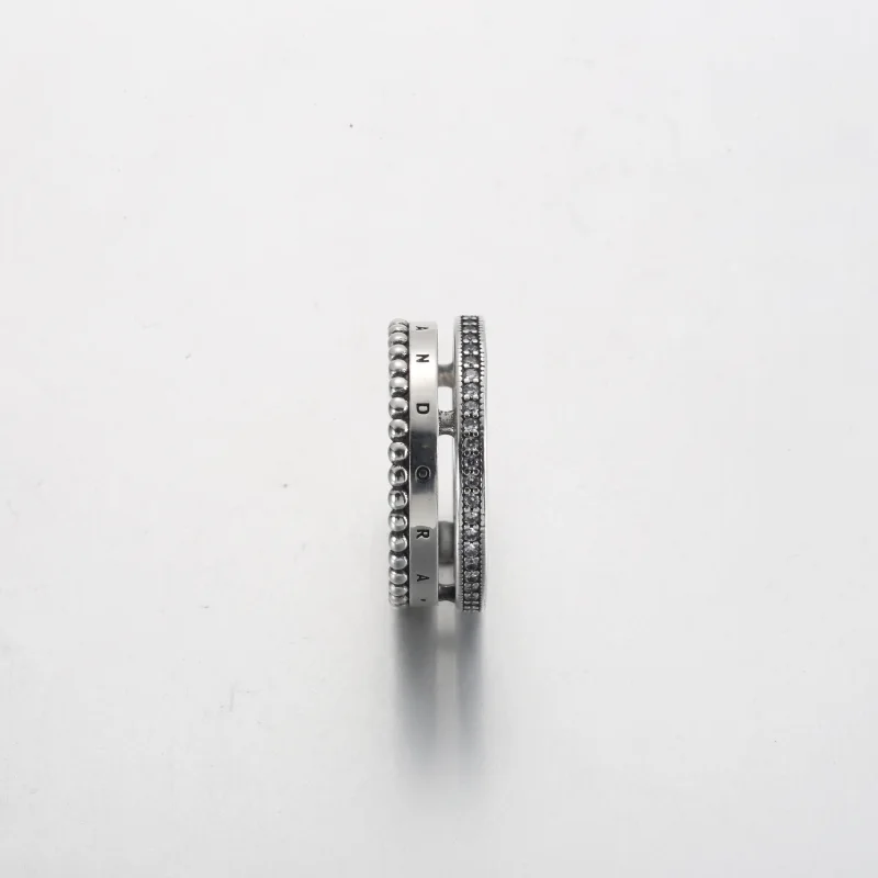 (imagem para) Anel Pandora Signature Logo Pavé & Miçangas - 192312C01 - Visualizar 4