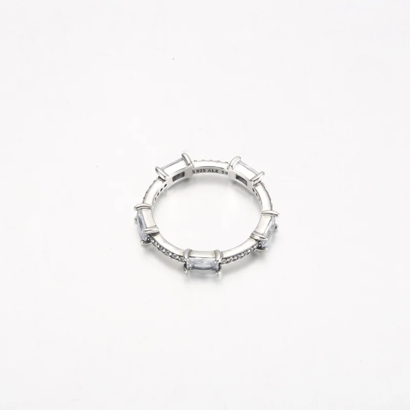 (imagem para) Anel Pavê Brilhante com Barras Retangulares Pandora - 192397C01 - Visualizar 3