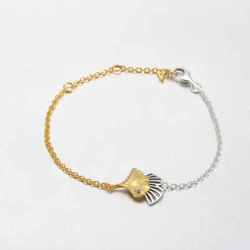 (imagem para) Bracelete de corrente Pandora Ginkgo em prata esterlina e banhada a ouro 14k - 5 - Visualizar 2