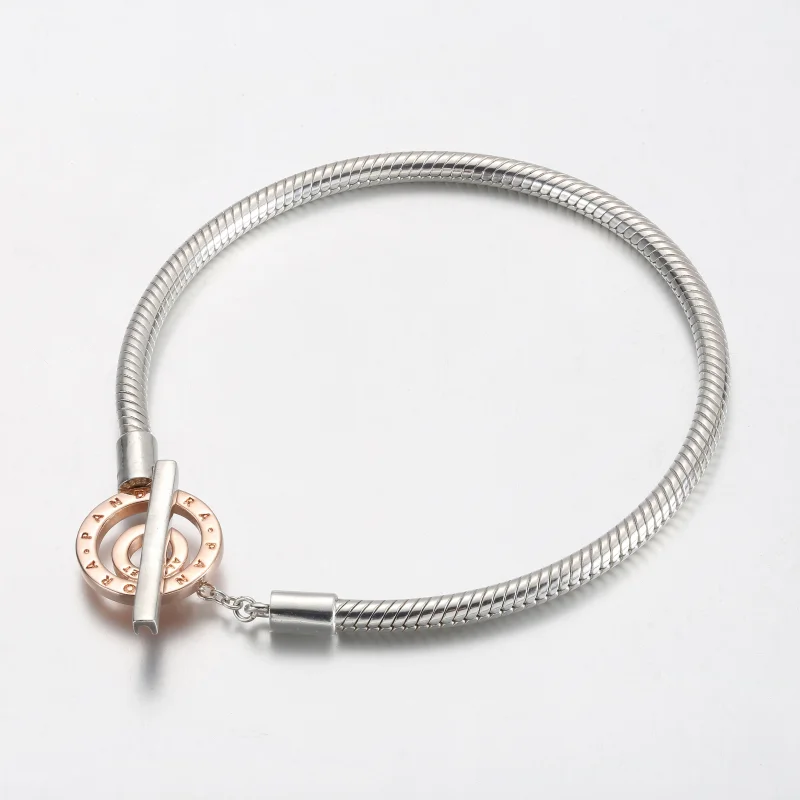 (imagem para) Bracelete Pandora Moments Duplo Tom Logo T-Bar Corrente Snake - 582309C00 - Visualizar 2