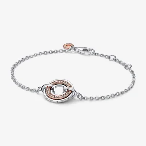 (imagem para) Bracelete Pandora Signature Two Duas Cores com Logo e Corrente Pavé - 582741C01