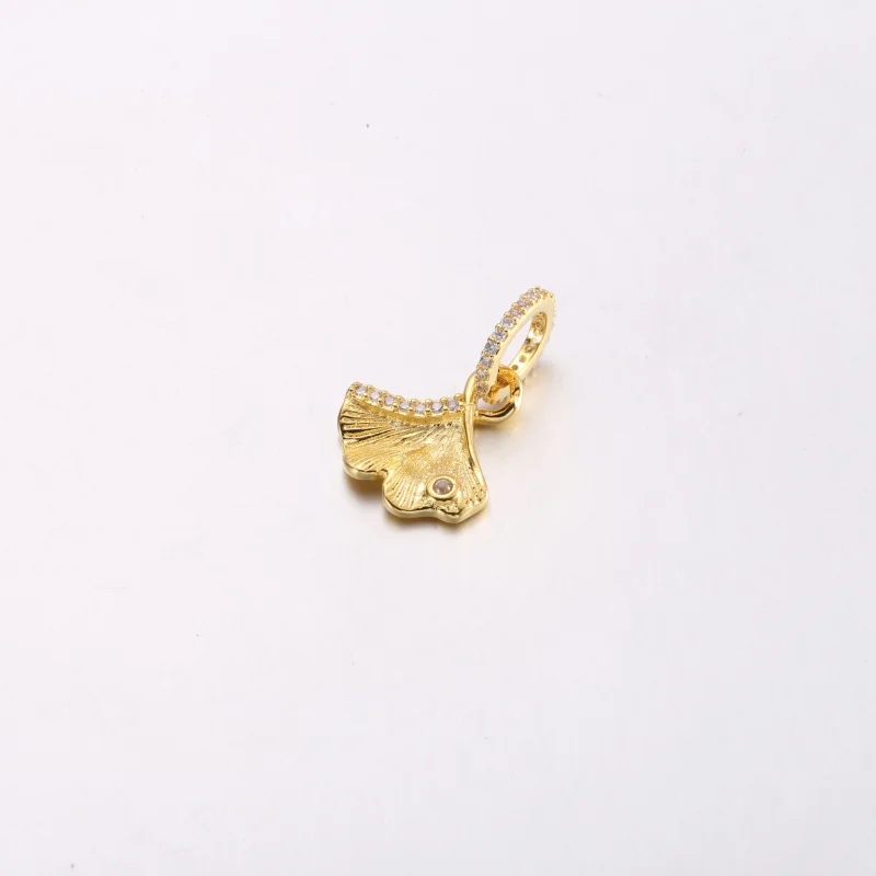 (imagem para) Brinco Pandora Ginkgo banhado a ouro 14k com zircônia cúbica incolor - 762428C01 - Visualizar 2