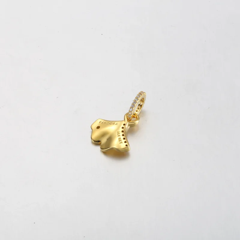 (imagem para) Brinco Pandora Ginkgo banhado a ouro 14k com zircônia cúbica incolor - 762428C01 - Visualizar 3