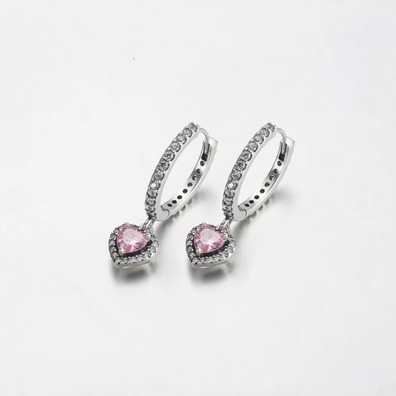 (imagem para) Brincos Argola Coração Auréola Brilhante Pandora - 291445C01 - Visualizar 2