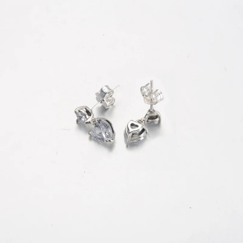 (imagem para) Brincos de Argola Pandora Coração Duplo Cintilante - 291199C01 - Visualizar 3