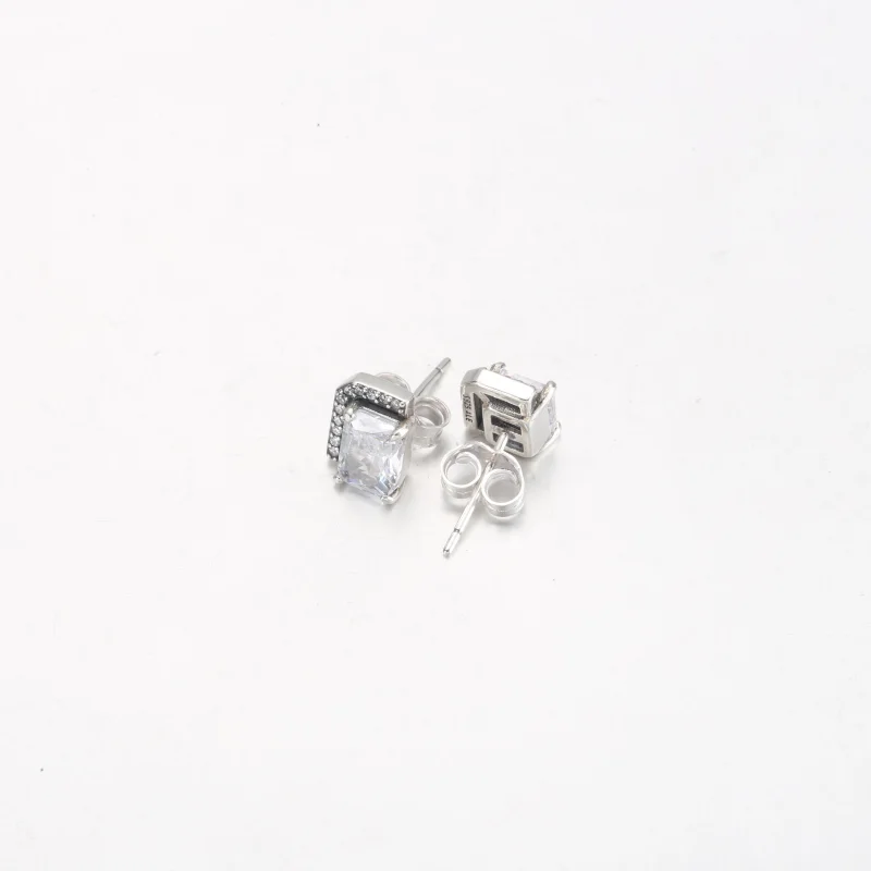 (imagem para) Brincos de Argola Pandora Retangular com Halo Cintilante - 292380C01 - Visualizar 3