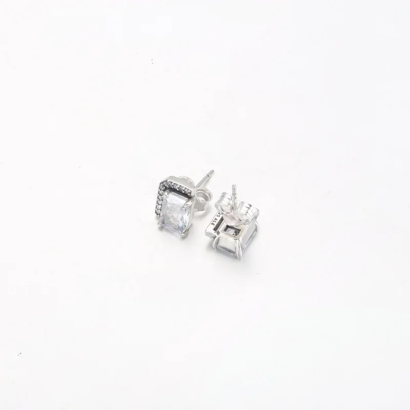 (imagem para) Brincos de Argola Pandora Retangular com Halo Cintilante - 292380C01 - Visualizar 4