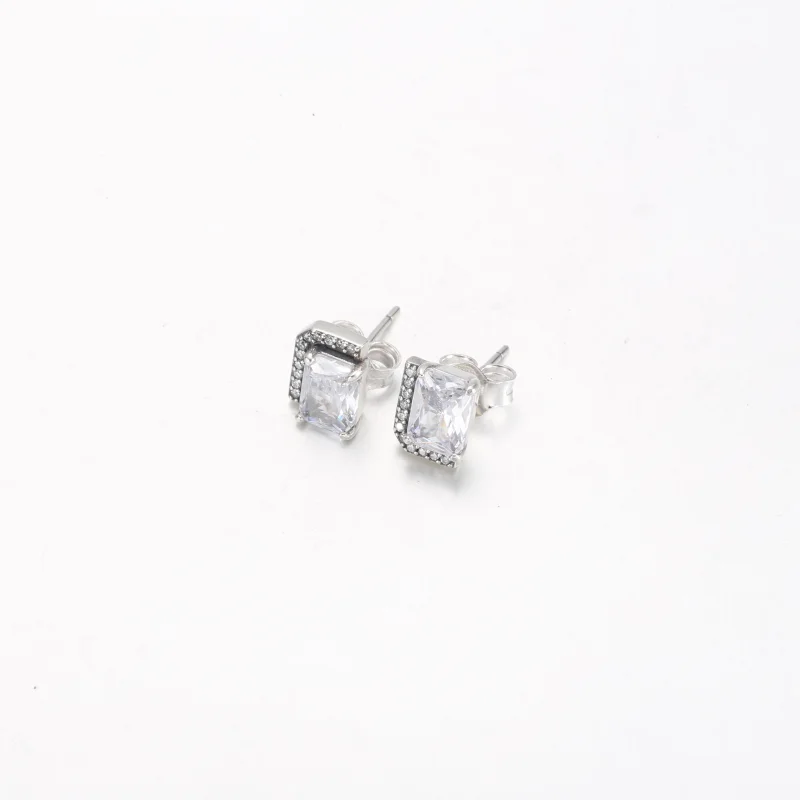 (imagem para) Brincos de Argola Pandora Retangular com Halo Cintilante - 292380C01 - Visualizar 5
