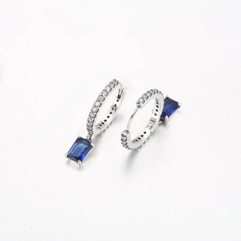 (imagem para) Brincos Pandora Blue Retangulares com Argola Cintilantes - 292381C01 - Visualizar 5