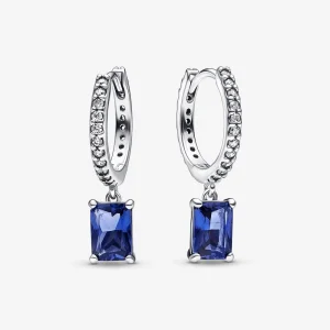 (imagem para) Brincos Pandora Blue Retangulares com Argola Cintilantes - 292381C01