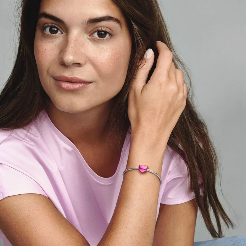 (imagem para) Charm Coração Metálico Rosa Pandora - 799291C03 - Visualizar 6