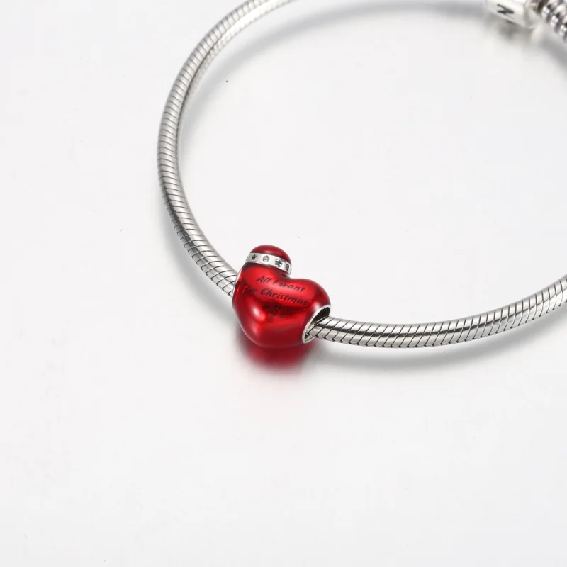 (imagem para) Charm Coração Natalino Vermelho Metálico Pandora - 792336C01 - Visualizar 5