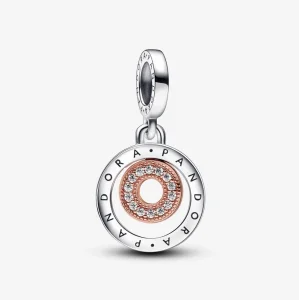(imagem para) Charm de Circulos com Logo Pandora Duplo Tom com Pingente - 782287C01