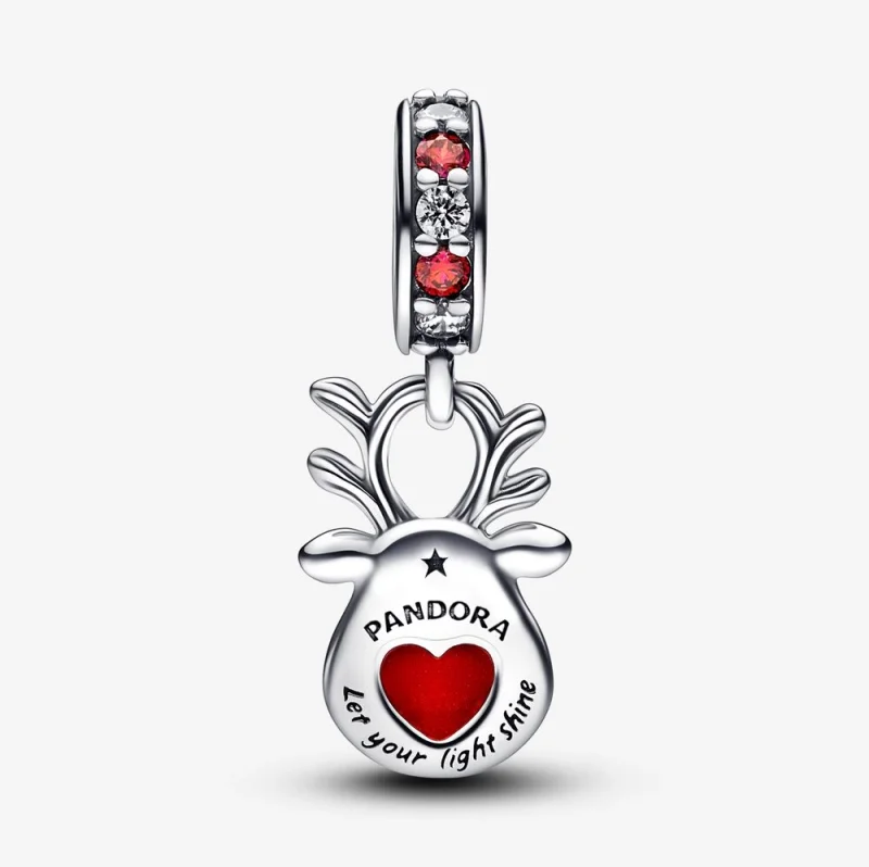 (imagem para) Charm de Pendente Murano Rena do Nariz Vermelho Pandora - 792330C01 - Visualizar 5