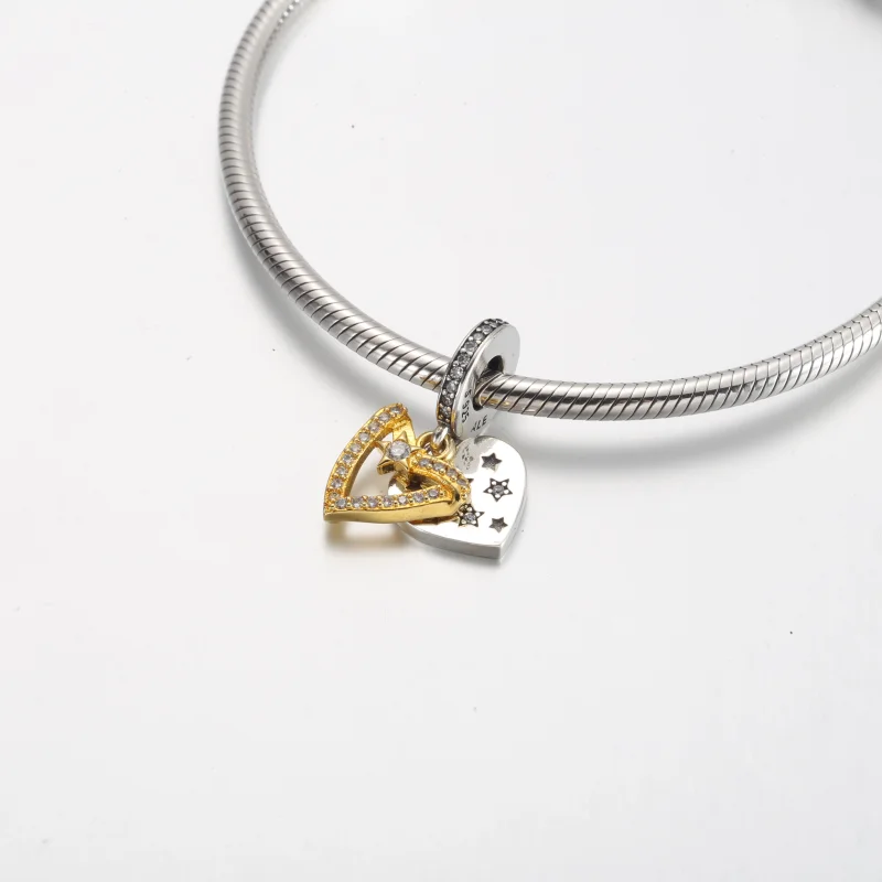 (imagem para) Charm Duplo de Corações e Estrela Cadente Pandora - 762203C01 - Visualizar 4