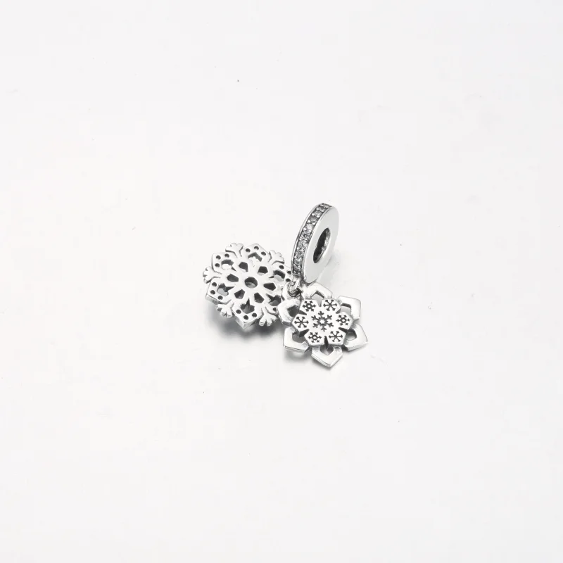 (imagem para) Charm Duplo Pingente Floco de Neve Pandora Cintilante - 792355C01 - Visualizar 3