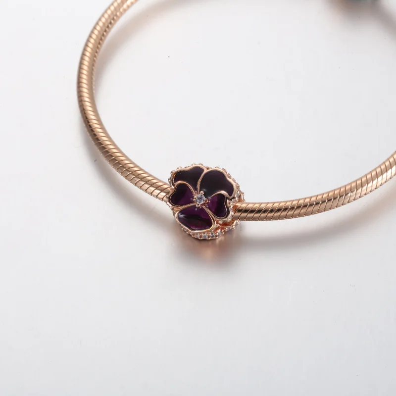 (imagem para) Charm Flor Amor-Perfeito Roxo Profundo Pandora - 780777C01 - Visualizar 4
