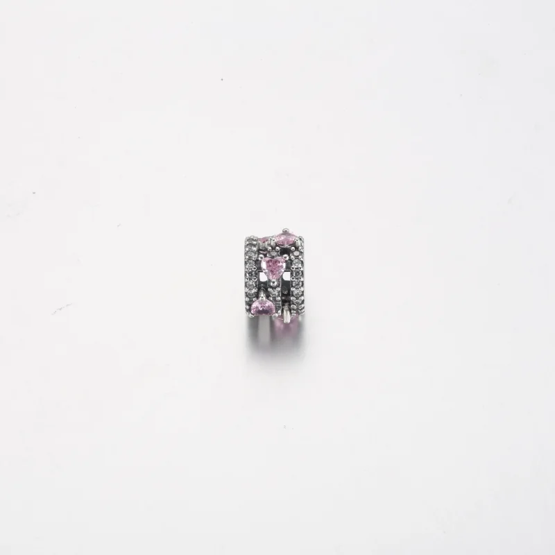 (imagem para) Charm Pandora Brilhante Três Corações com Halo Triplo - 791161C01 - Visualizar 3