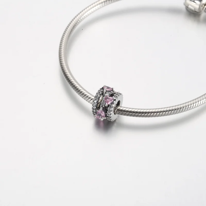 (imagem para) Charm Pandora Brilhante Três Corações com Halo Triplo - 791161C01 - Visualizar 5
