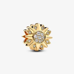 (imagem para) Charm Pandora Sol banhado a ouro 14k com zircônia cúbica incolor - 762839C01