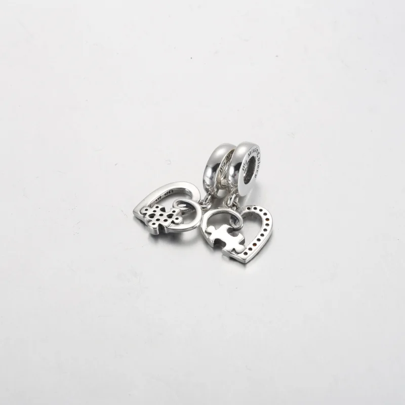 (imagem para) Charm Pingente Corações de Peça de Quebra-Cabeça Divisível Amizade Pandora - 792 - Visualizar 3