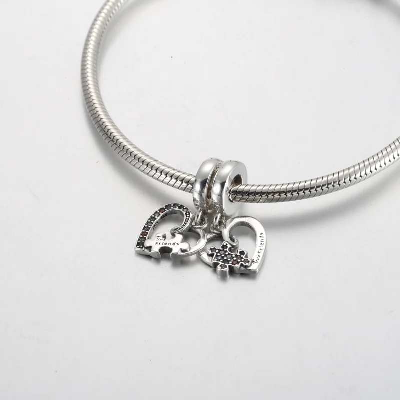 (imagem para) Charm Pingente Corações de Peça de Quebra-Cabeça Divisível Amizade Pandora - 792 - Visualizar 4
