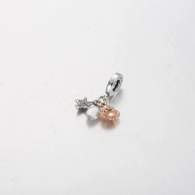 (imagem para) Charm Triplo Pandora com Pérola Cultivada de Água Doce Tratada, Estrela-do-Mar e - Visualizar 3