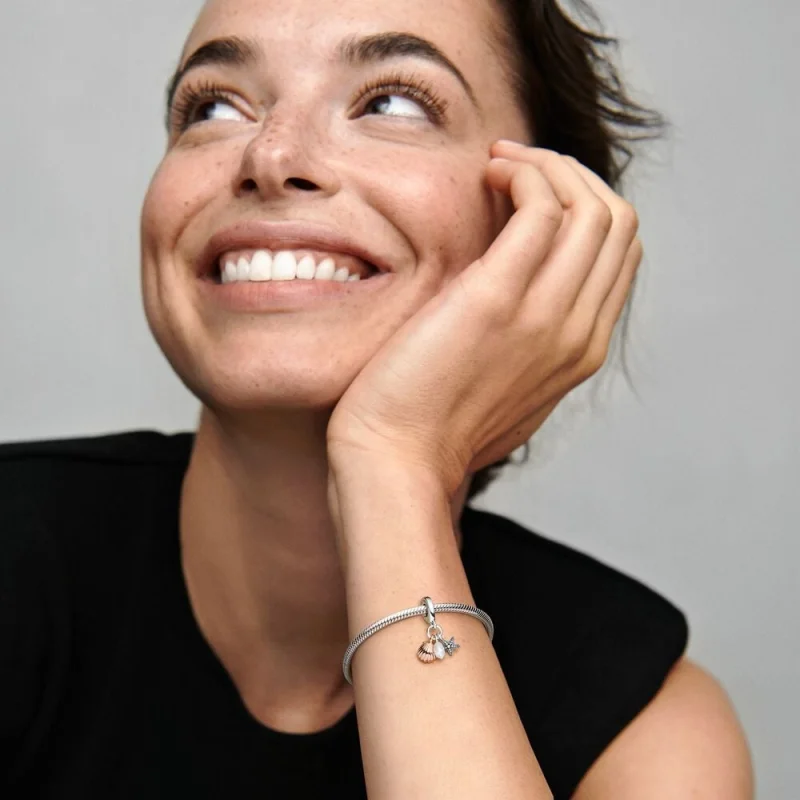 (imagem para) Charm Triplo Pandora com Pérola Cultivada de Água Doce Tratada, Estrela-do-Mar e - Visualizar 5