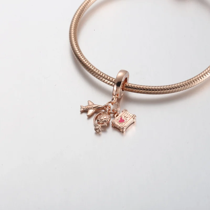 (imagem para) Charm Triplo Pingente Avião, Globo e Mala Pandora - 789435C01 - Visualizar 4