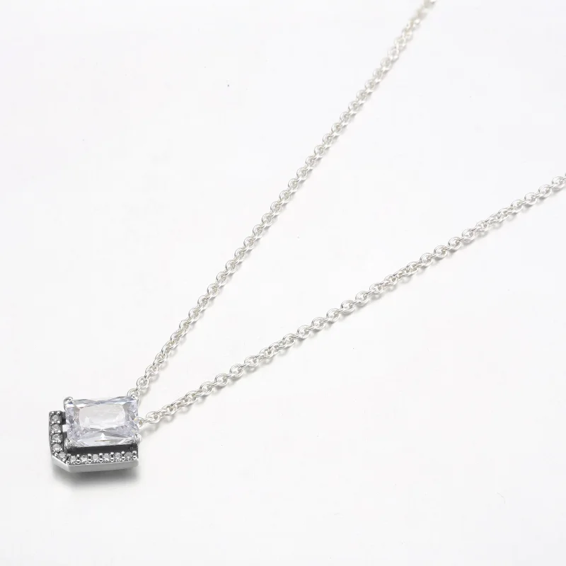 (imagem para) Colar Collier Retangular com Auréola Cintilante Pandora - 392388C01 - Visualizar 2